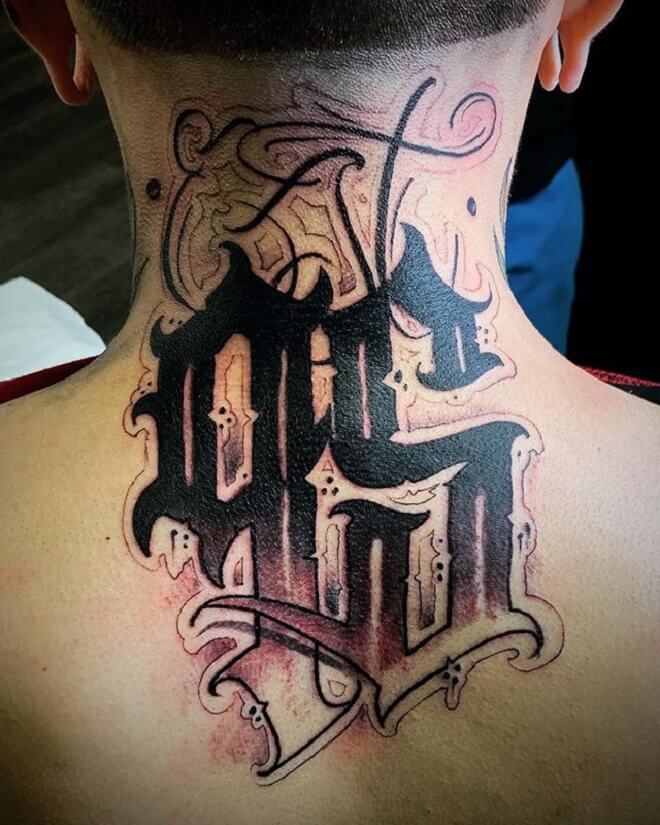 Neck Letters Tattoo