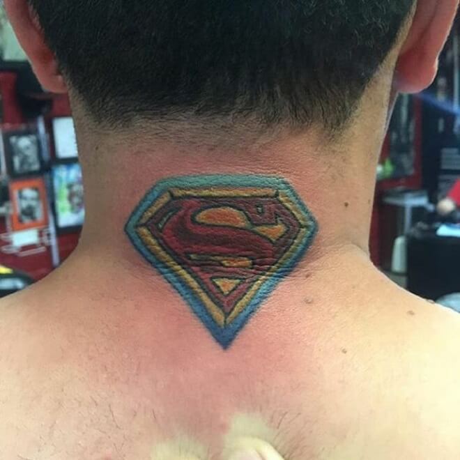 Neck Superman Tattoo