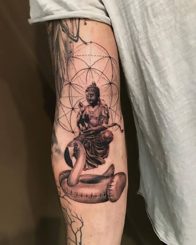 Realistic Buddha Tattoo
