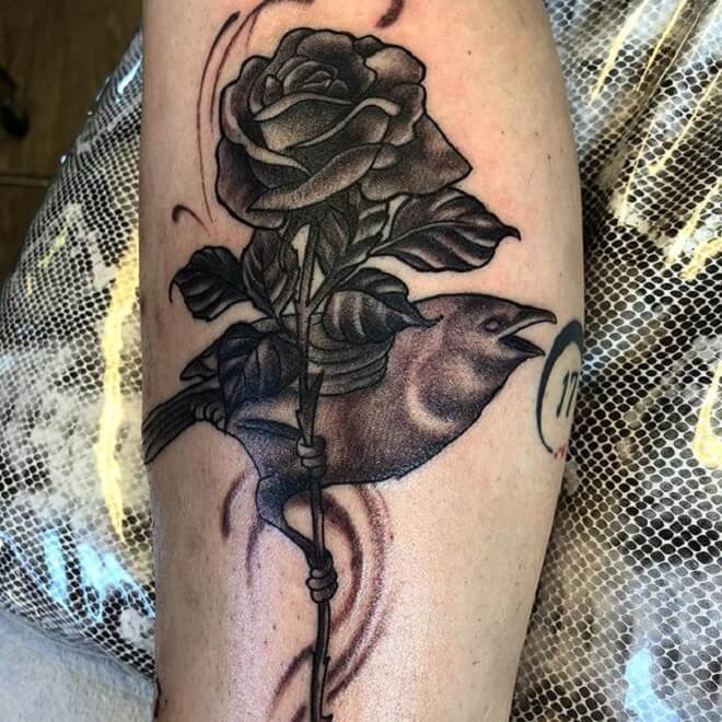 Rose Bird Tattoo