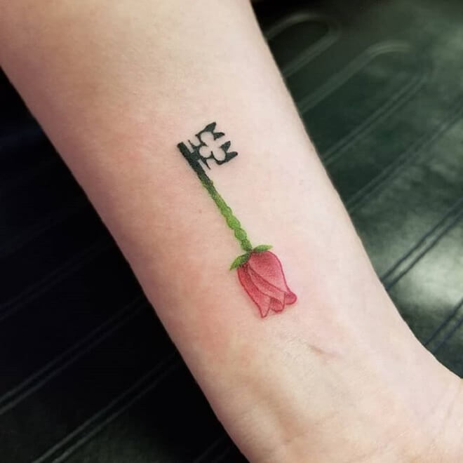 Rose Key Tattoo