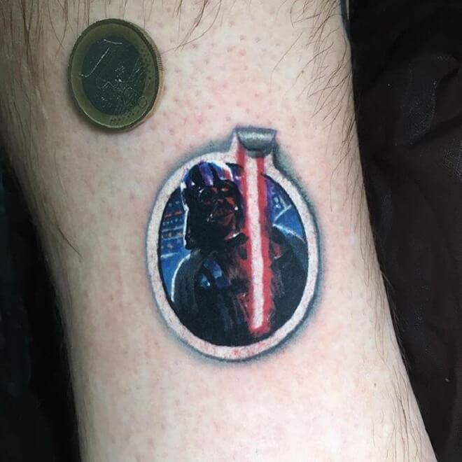 Round Darth Vader Tattoo