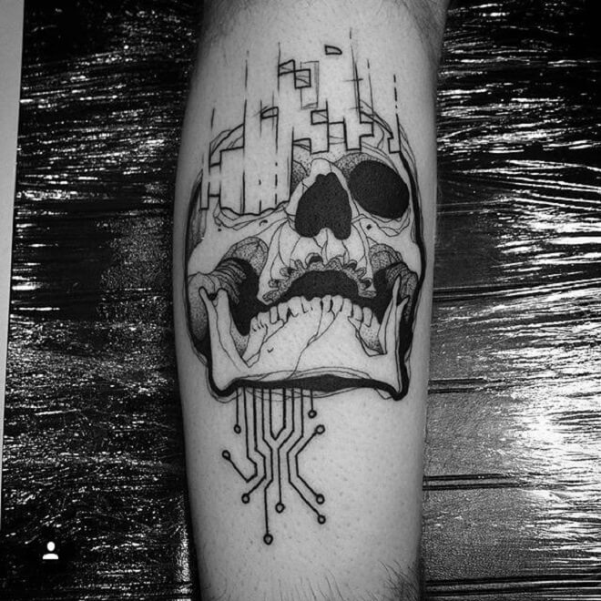 Skull Circuit Tattoo