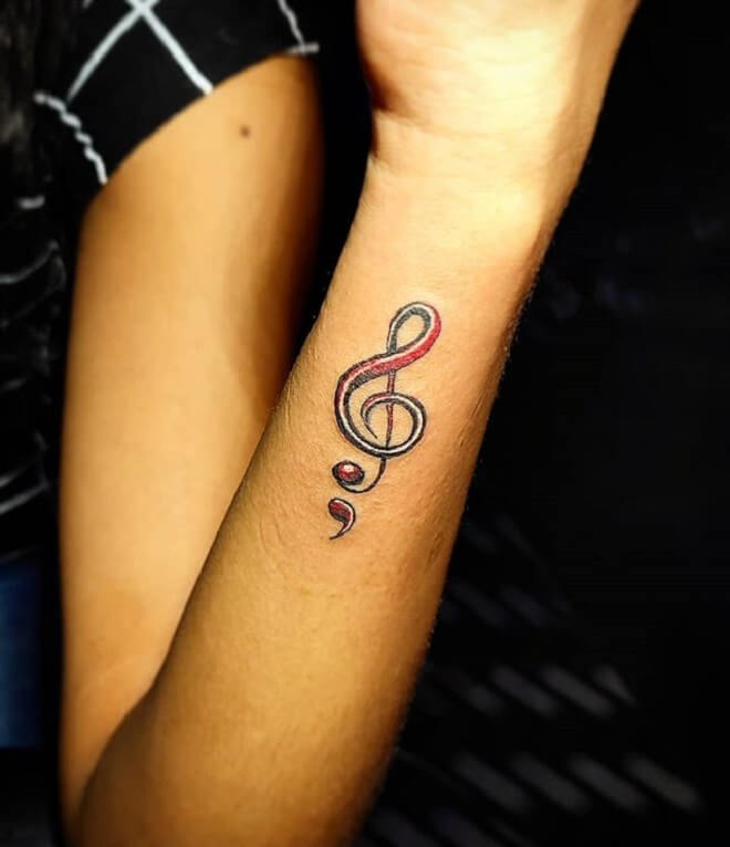 Stunning Music Note Tattoo