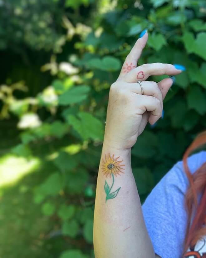 Sun Flower Wrist Tattoo