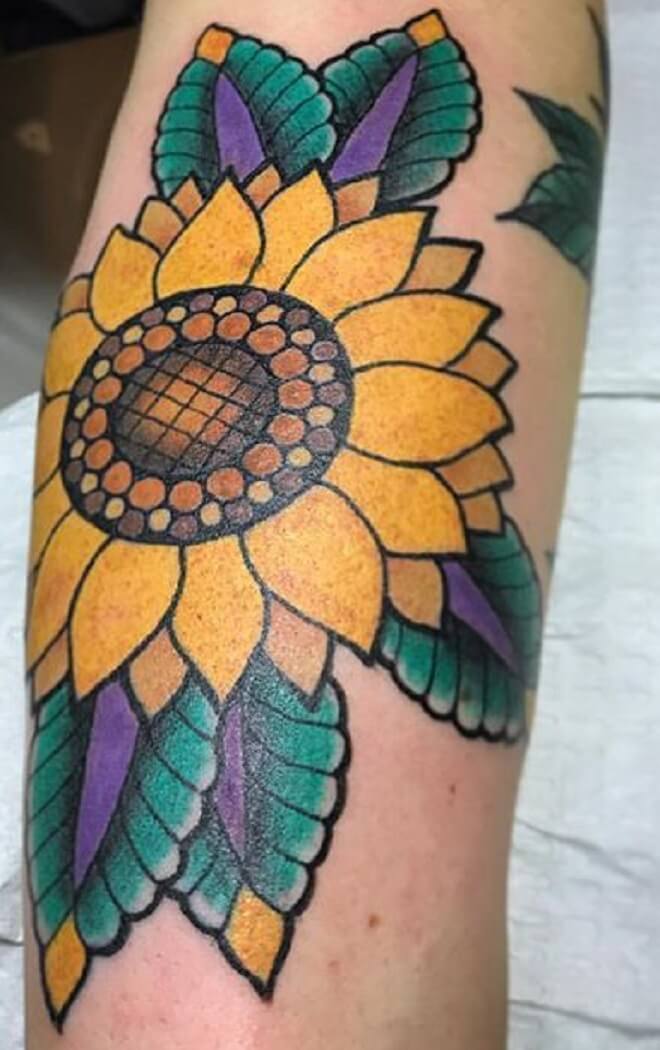 Sunflower Colorful Tattoo