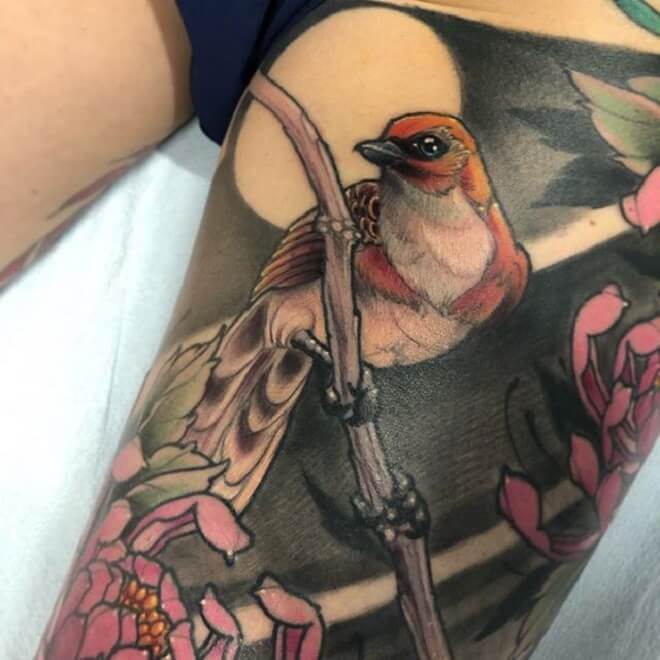 Thigh Bird Tattoo
