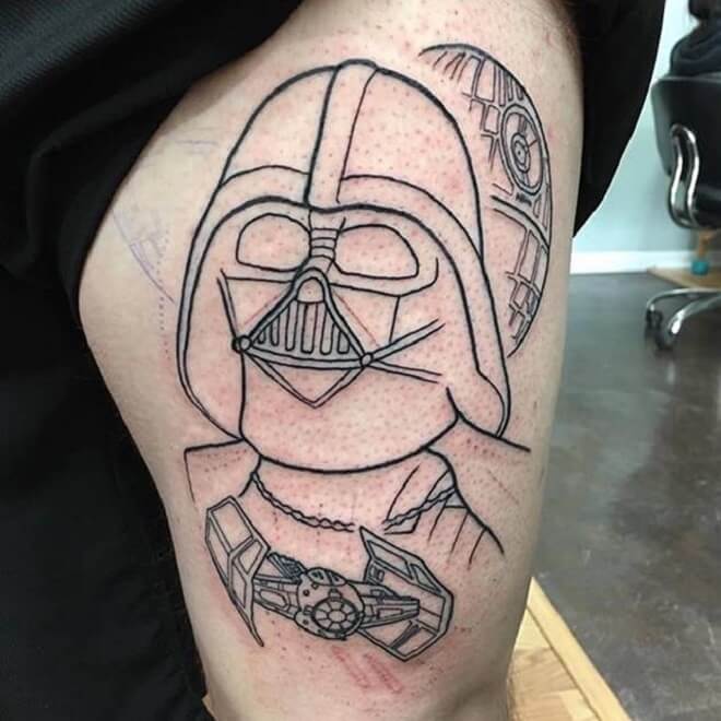 Thigh Darth Vader Tattoo