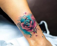 Top Watercolor Rose Tattoo