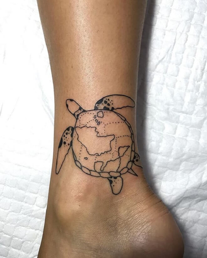 Turtle Map Tattoo