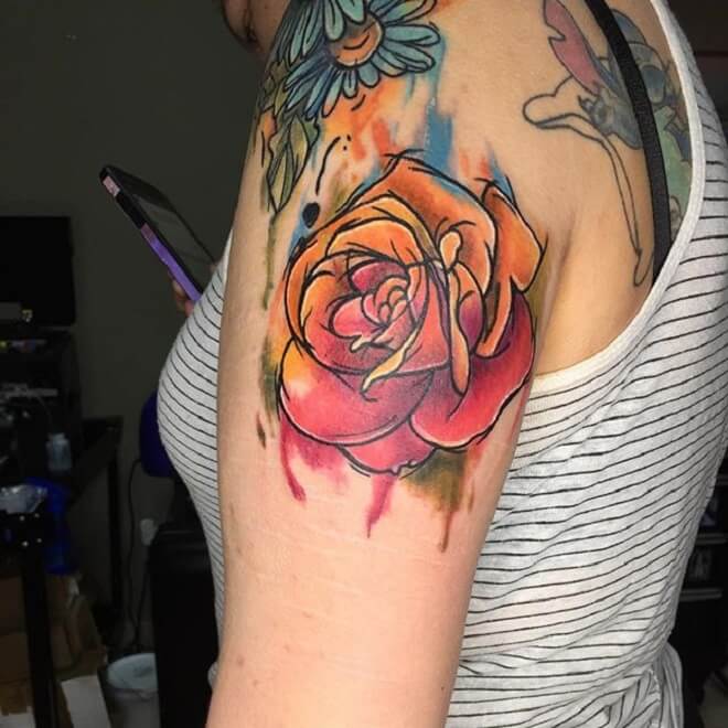 Watercolor Rose Tattoo Artist