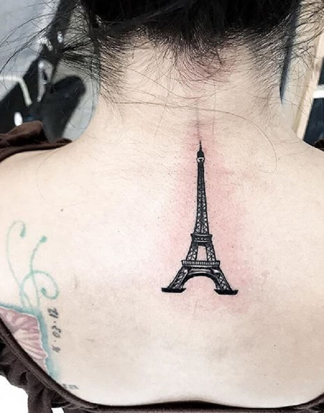 Back Eiffel Tower Tattoo