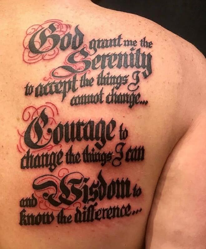 Back Serenity Prayer Tattoo