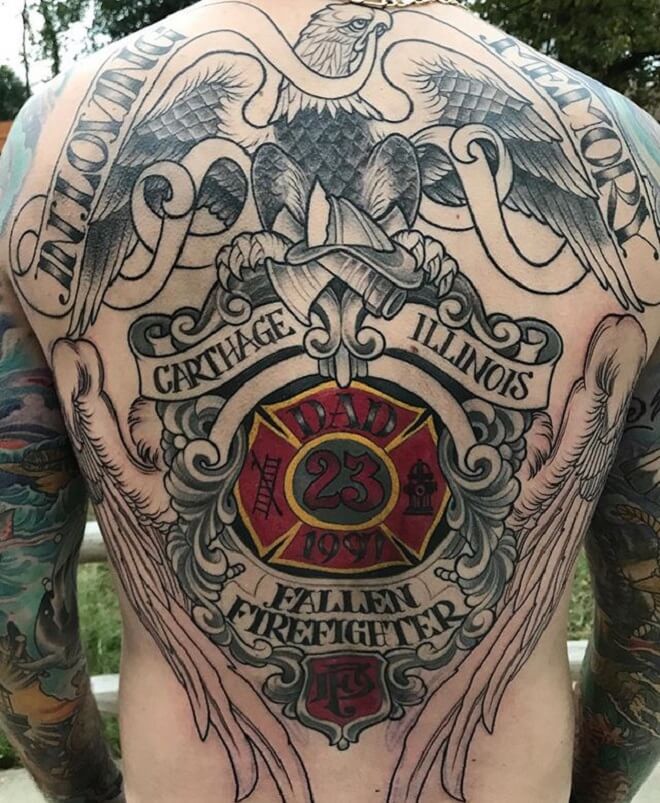 Back Side Firefighter Tattoo