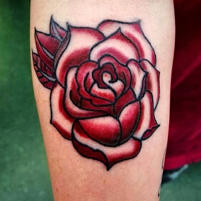 Beautiful Design Traditional Rose Tattoo