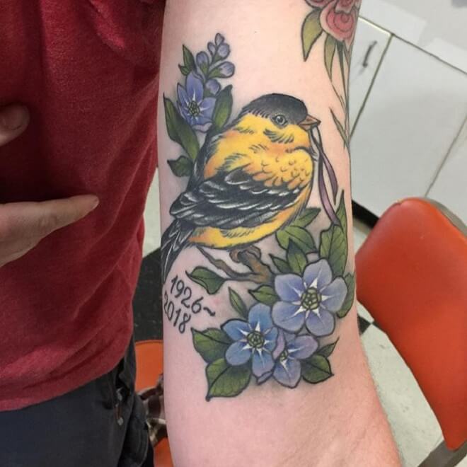 Bird Forget Me Not Tattoo