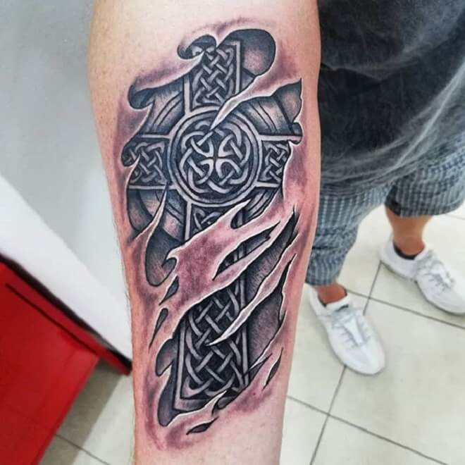 Black Celtic Cross Tattoo