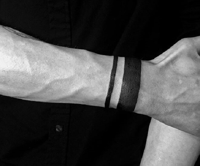 Black Line Wristband Tattoo