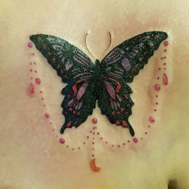 Black Purple Butterfly Tattoo