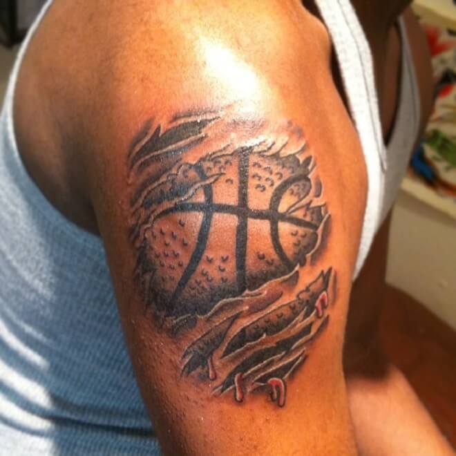 Black and Gray Basketball Tattoo