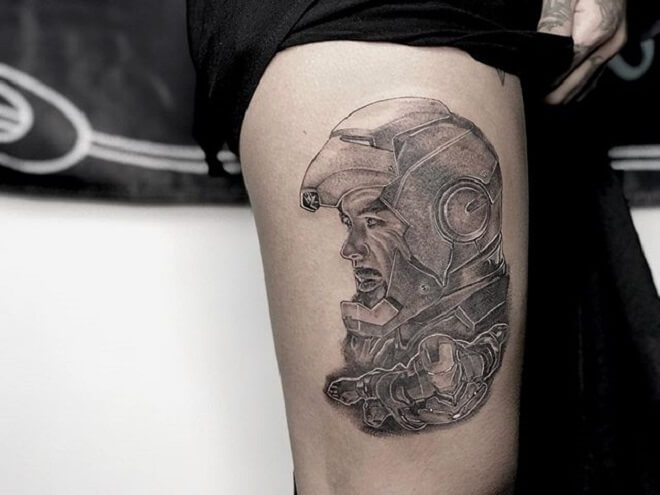 Black and Grey Ironman Tattoo