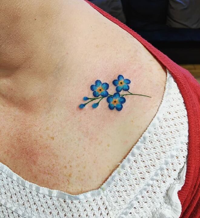 Blue Small Flower Tattoo