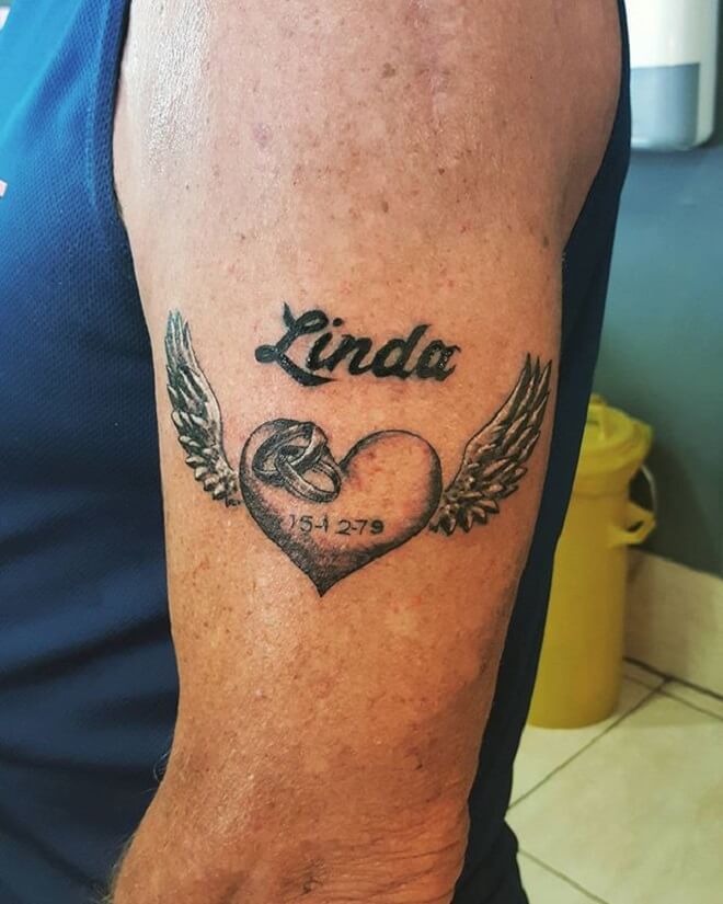 Body Heart with Wings Tattoo