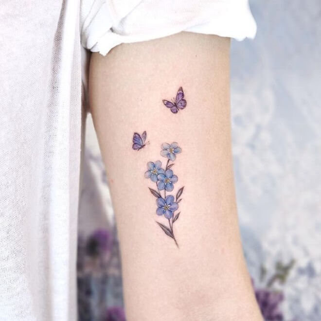 Butterfly Forget Me Not Tattoo