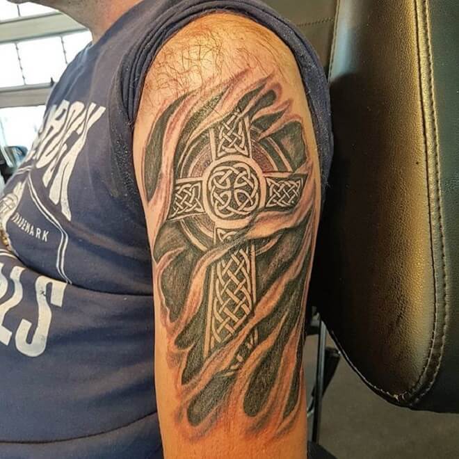 Celtic Cross Men Tattoo