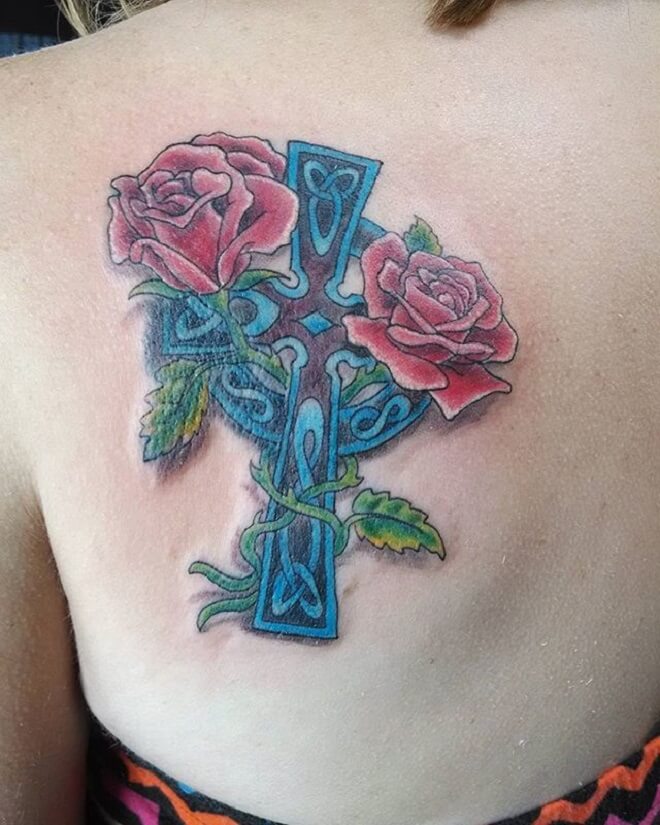 Celtic Cross Rose Tattoo
