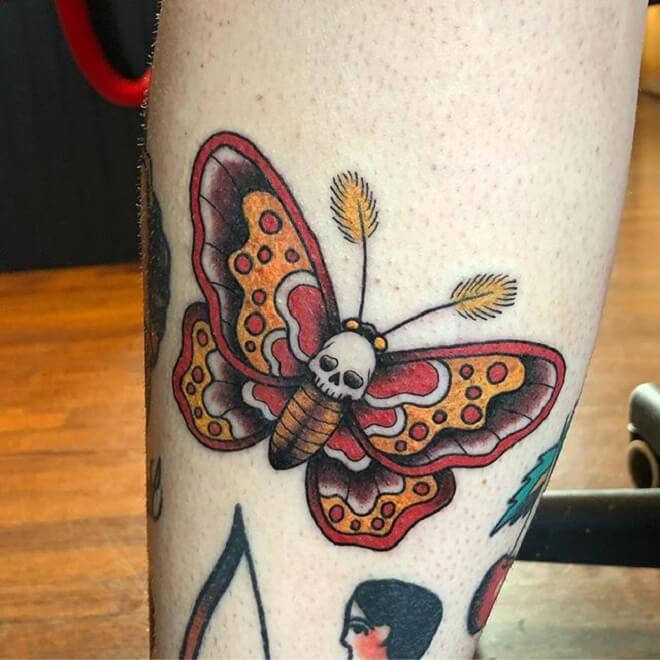 Color Death Moth Tattoo