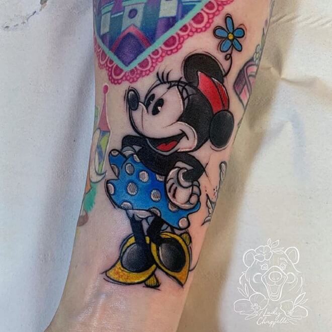 Color Minnie Mouse Tattoo