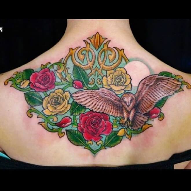 Color Upper Back Tattoo