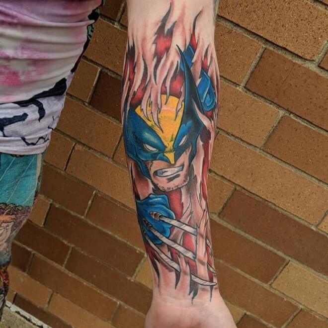 Color Wolverine Tattoo