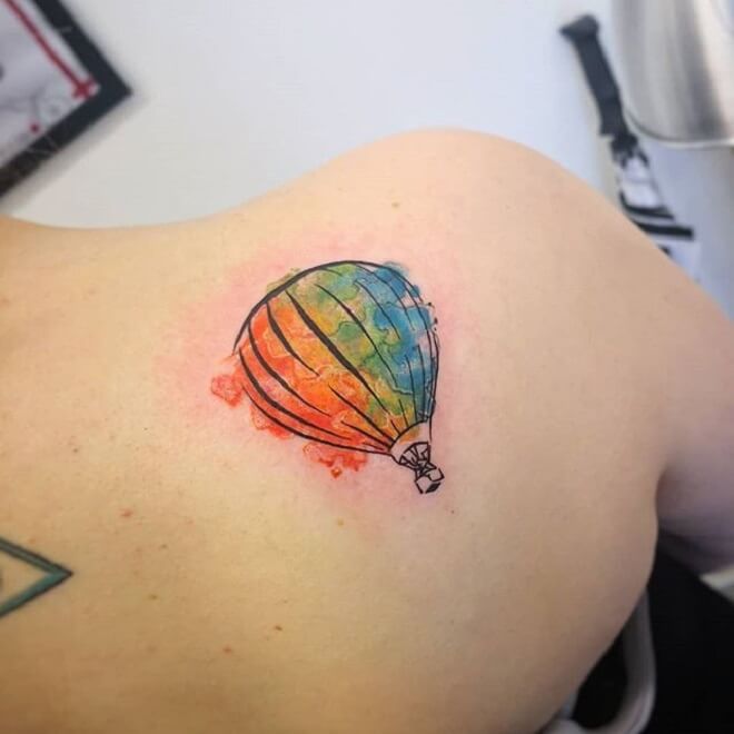 Colorful Hot Air Balloon Tattoo