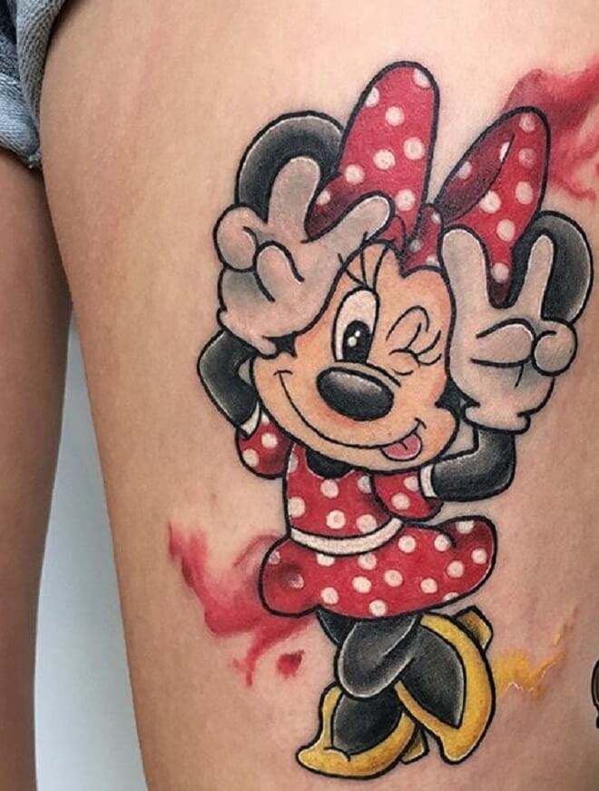 Colorful Minnie Mouse Tattoo