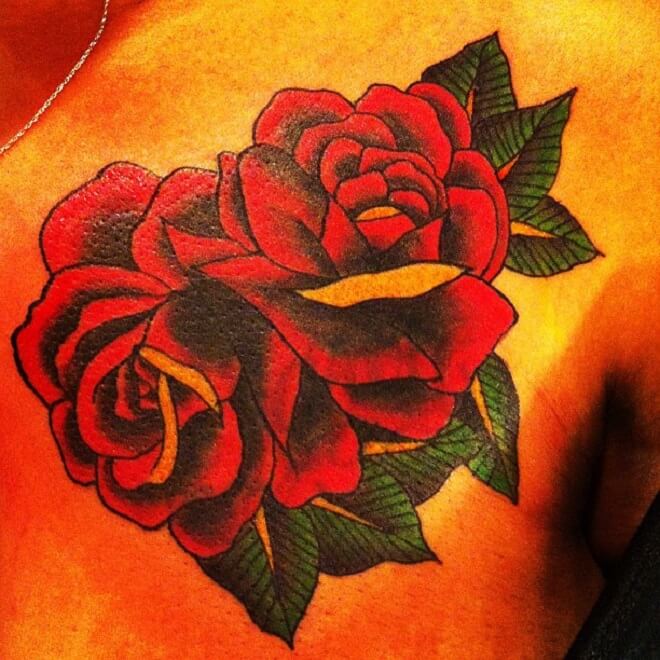 Colorful Traditional Rose Tattoo