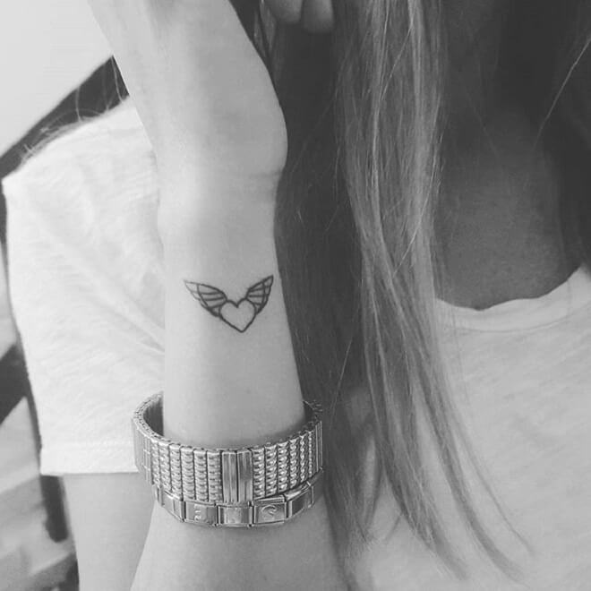 Cute Heart with Wings Tattoo