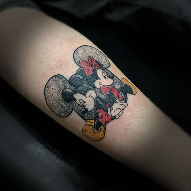 Dot Work Minnie Mouse Tattoo