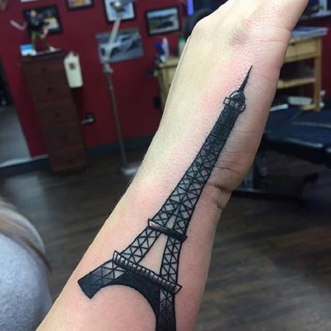 Eiffel Tower Black Tattoo