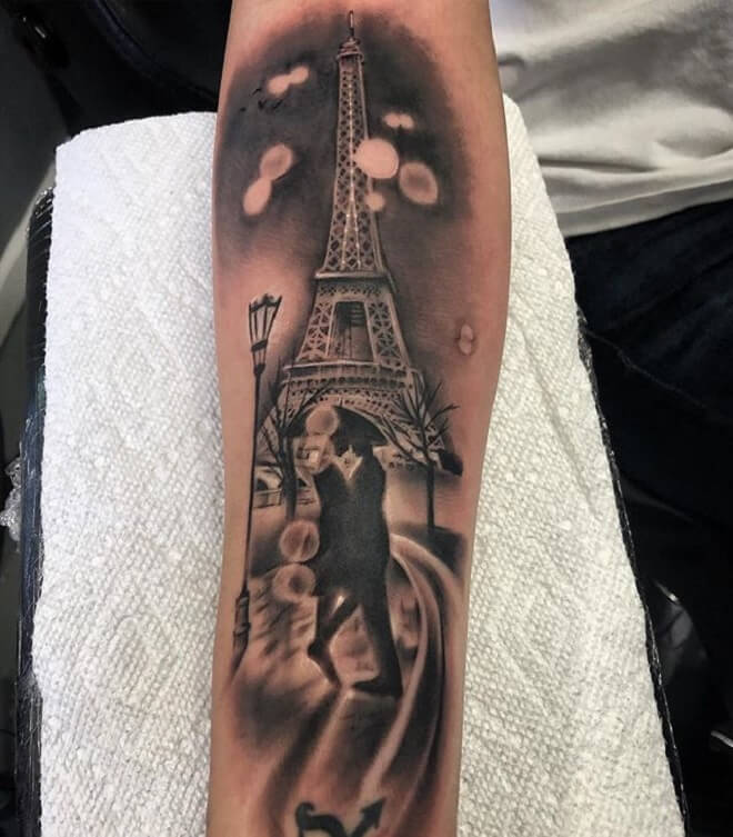 Eiffel Tower Grey Tattoo