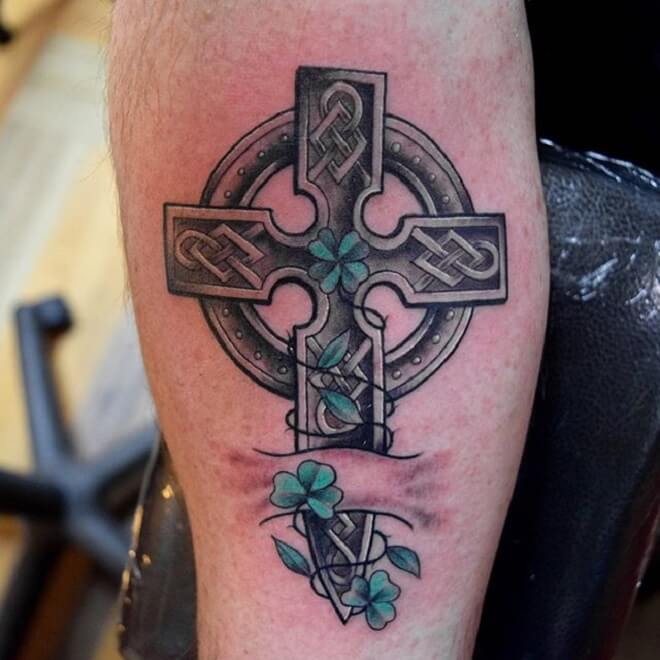 Flower Celtic Cross Tattoo