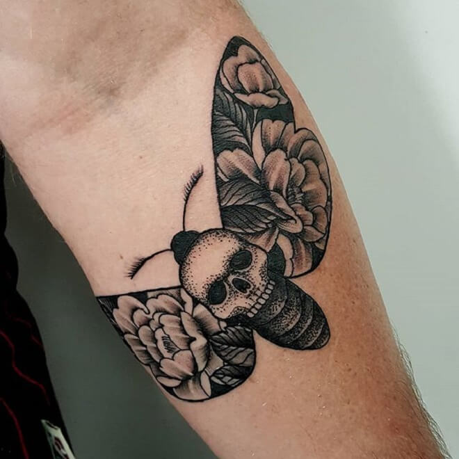 Flower Death Moth Tattoo