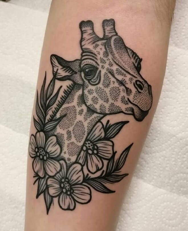 Flower Giraffe Tattoo