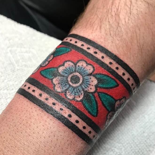Flower Wristband Tattoo