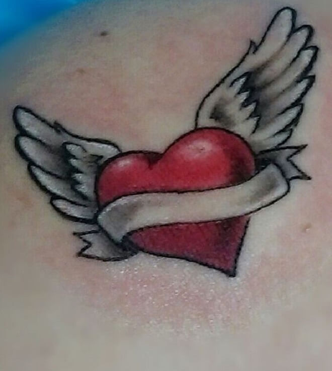 Flying Heart with Wings Tattoo