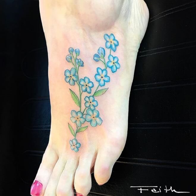 Foot Forget Me Not Tattoo