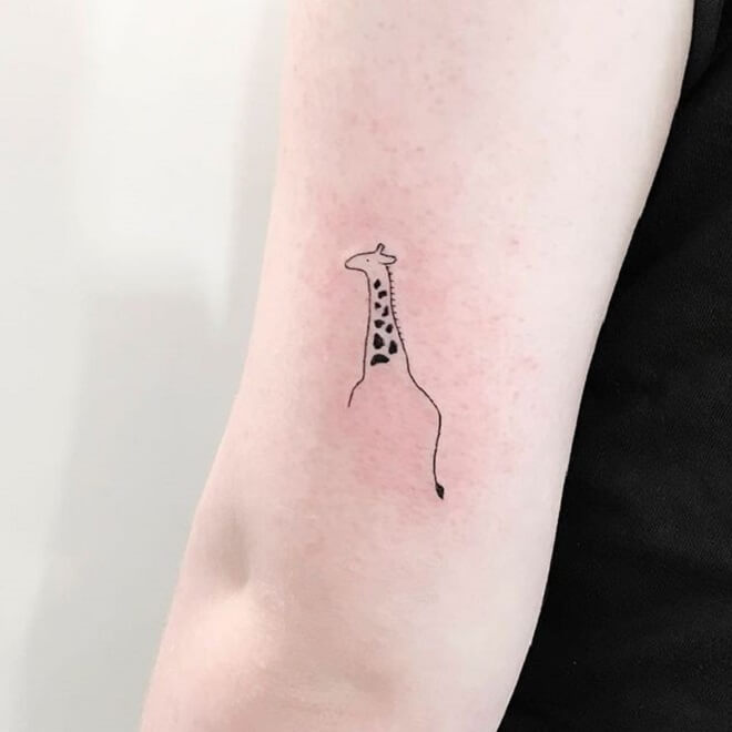 Giraffe Line Work Tattoo