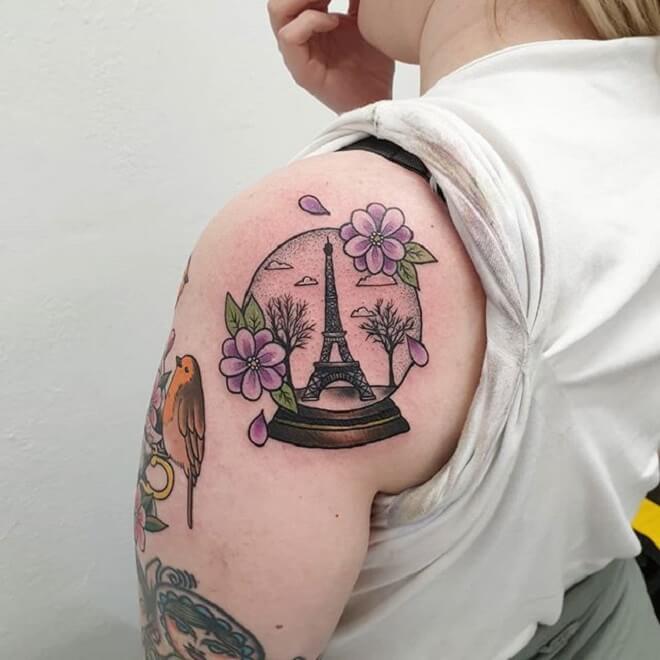 Girl Eiffel Tower Tattoo