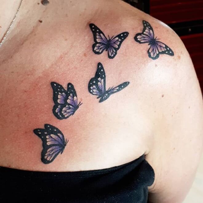 Girl Purple Butterfly Tattoo